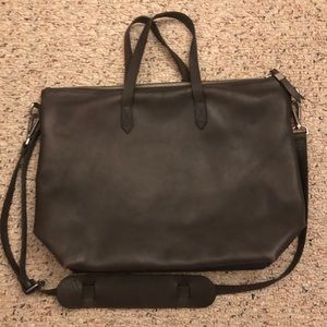 Madewell Medium Leather Transport Tote in Gray